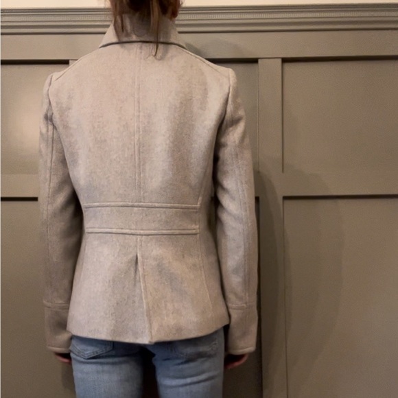 J. Crew Perennial Double Breasted Pea Coat 100% Wool By Nello Gori Sz 8 Oatmeal - Picture 13 of 13